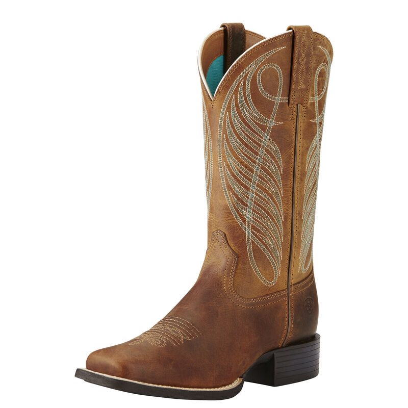 Ariat Western: Round Up Wide Square Toe Botas Western Mujer - Marrones (YSOXQ9325)